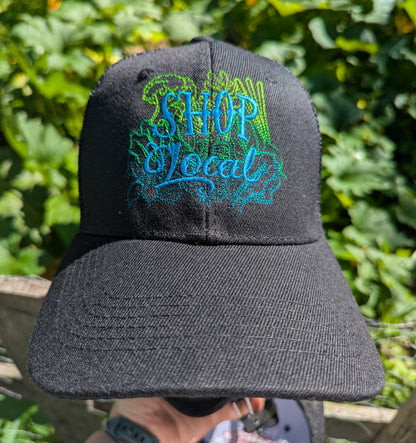 A black baseball cap with &