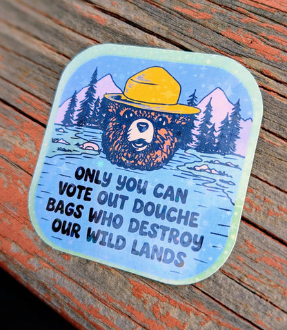 Support Wildland Firefighters, Climate Change, Protect Our Public Lands Glitter Vinyl Sticker