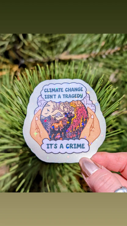 Support Wildland Firefighters, Climate Change, Protect Our Public Lands Glitter Vinyl Sticker