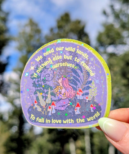 Support Wildland Firefighters, Climate Change, Protect Our Public Lands Glitter Vinyl Sticker, Wild Woman