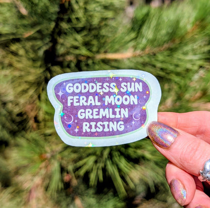 Witchy Woman Goddess and Gremlin Inspirational Feminist Vinyl Sticker