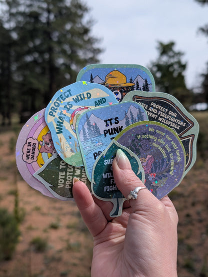 Support Wildland Firefighters, Climate Change, Protect Our Public Lands Glitter Vinyl Sticker, Weatherproof Vinyl