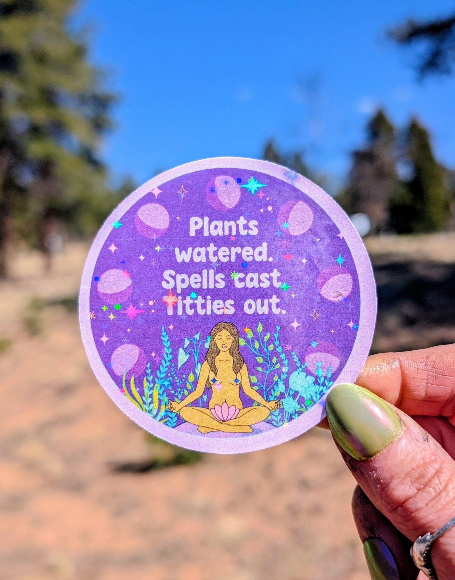 Feminist Witch Gardener Glitter Vinyl Sticker
