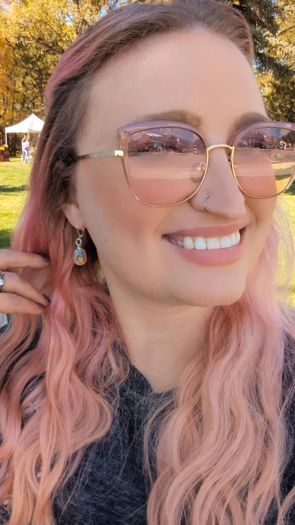 Mushroom Unique Handcrafted Floral Earrings with Wildflowers and Quartz (Copy)