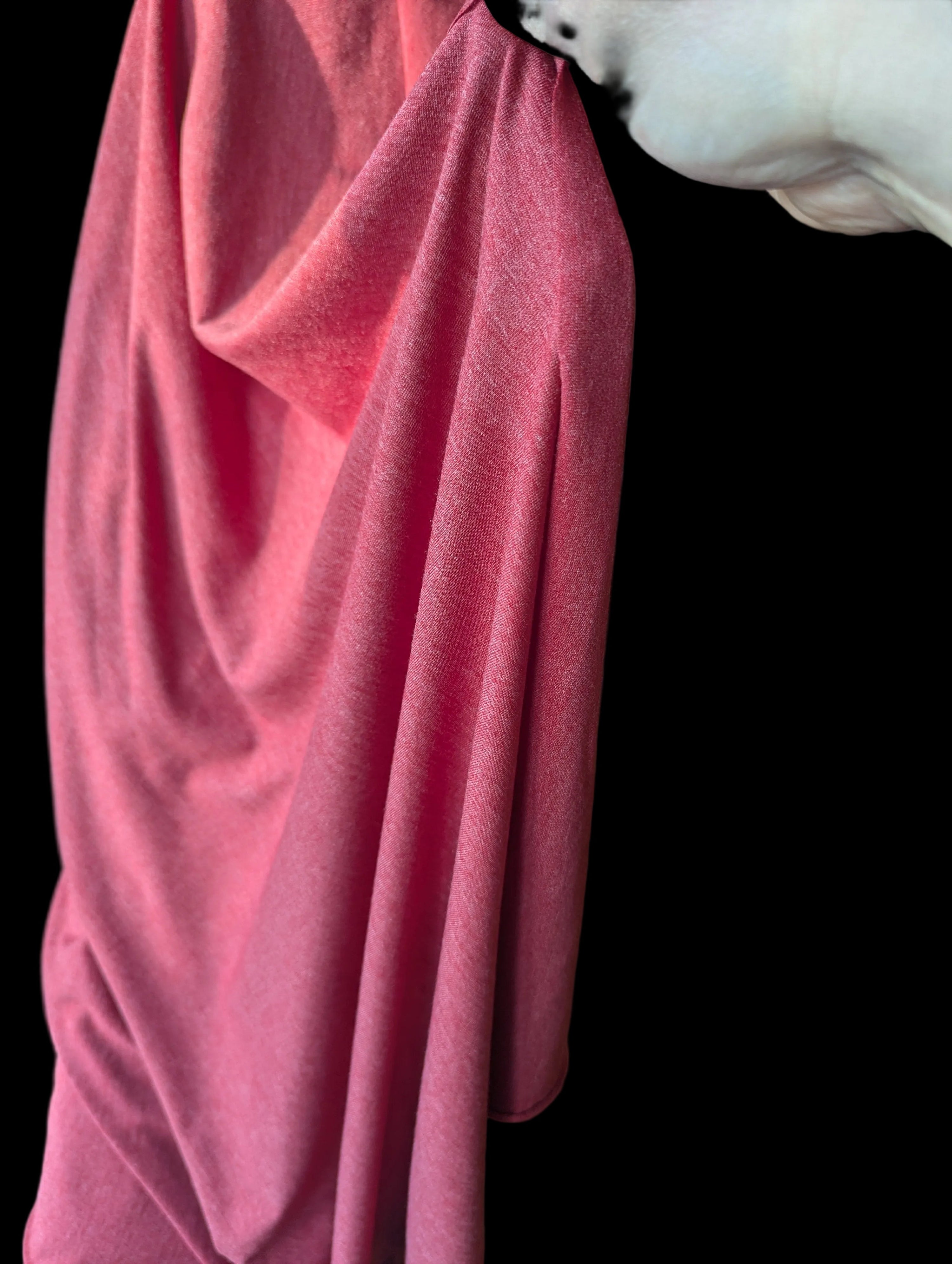 Vintage T-shirt weight cotton spandex in a red tomato color with a fluid drape