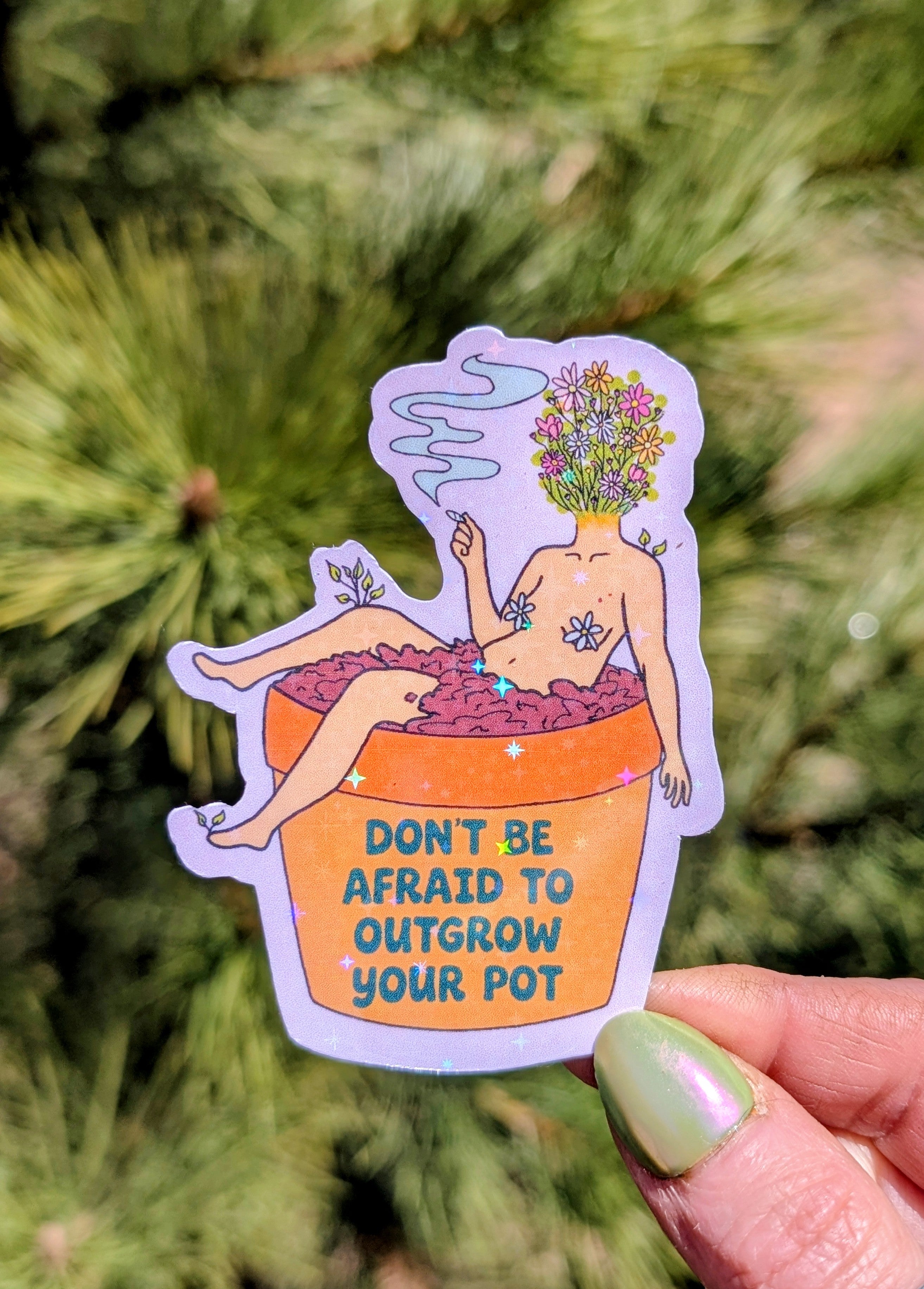 Outgrow Your Pot Feminist Vinyl Sticker