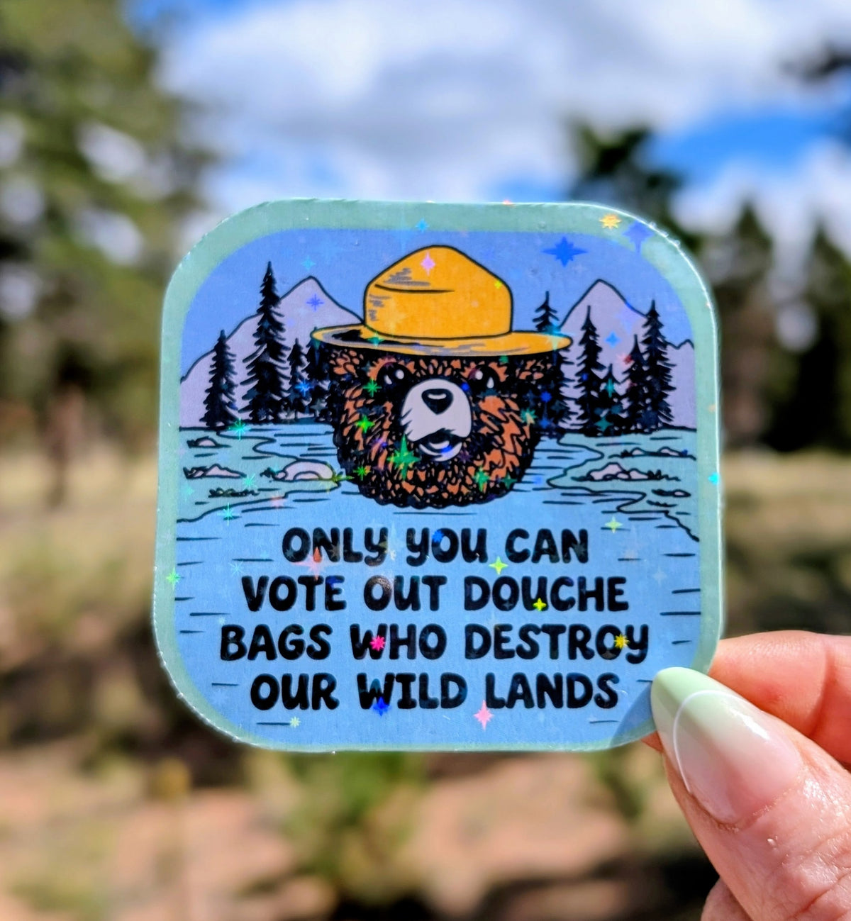 Support Wildland Firefighters, Climate Change, Protect Our Public Lands Glitter Vinyl Sticker