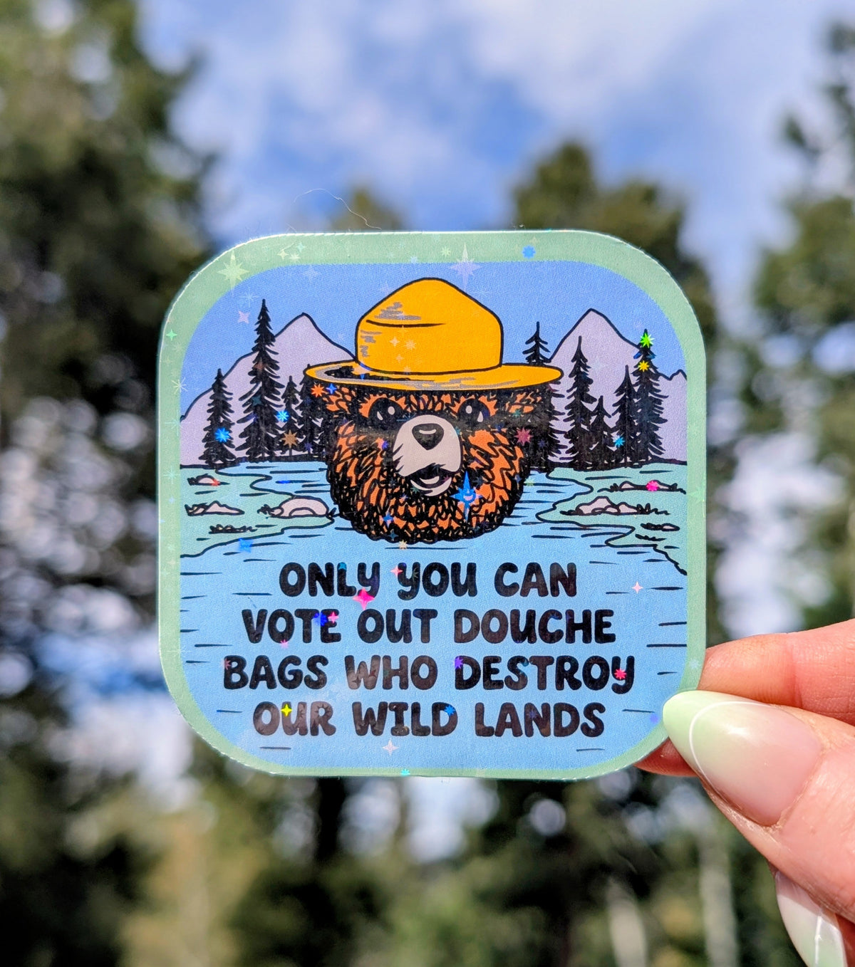 Support Wildland Firefighters, Climate Change, Protect Our Public Lands Glitter Vinyl Sticker