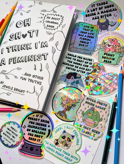 Badass Woman Feminist Coloring Book and Sticker Gift Pack
