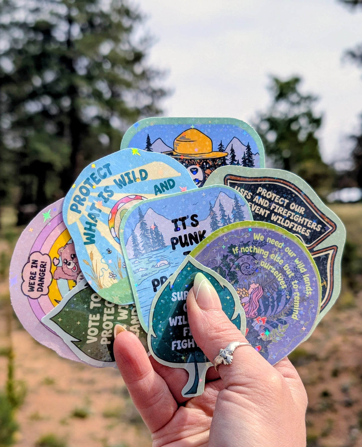 Support Wildland Firefighters, Climate Change, Protect Our Public Lands Glitter Vinyl Sticker, Wild Woman