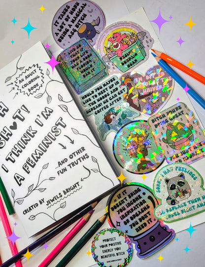 Badass Woman Feminist Coloring Book and Sticker Gift Pack