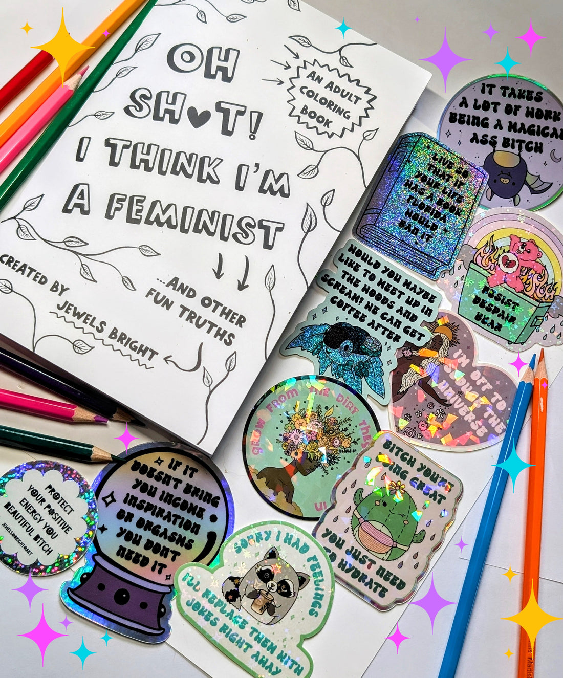 Badass Woman Feminist Coloring Book and Sticker Gift Pack