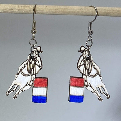 Rodeo Barrel Racing Wooden Dangle Earrings - - Cate&
