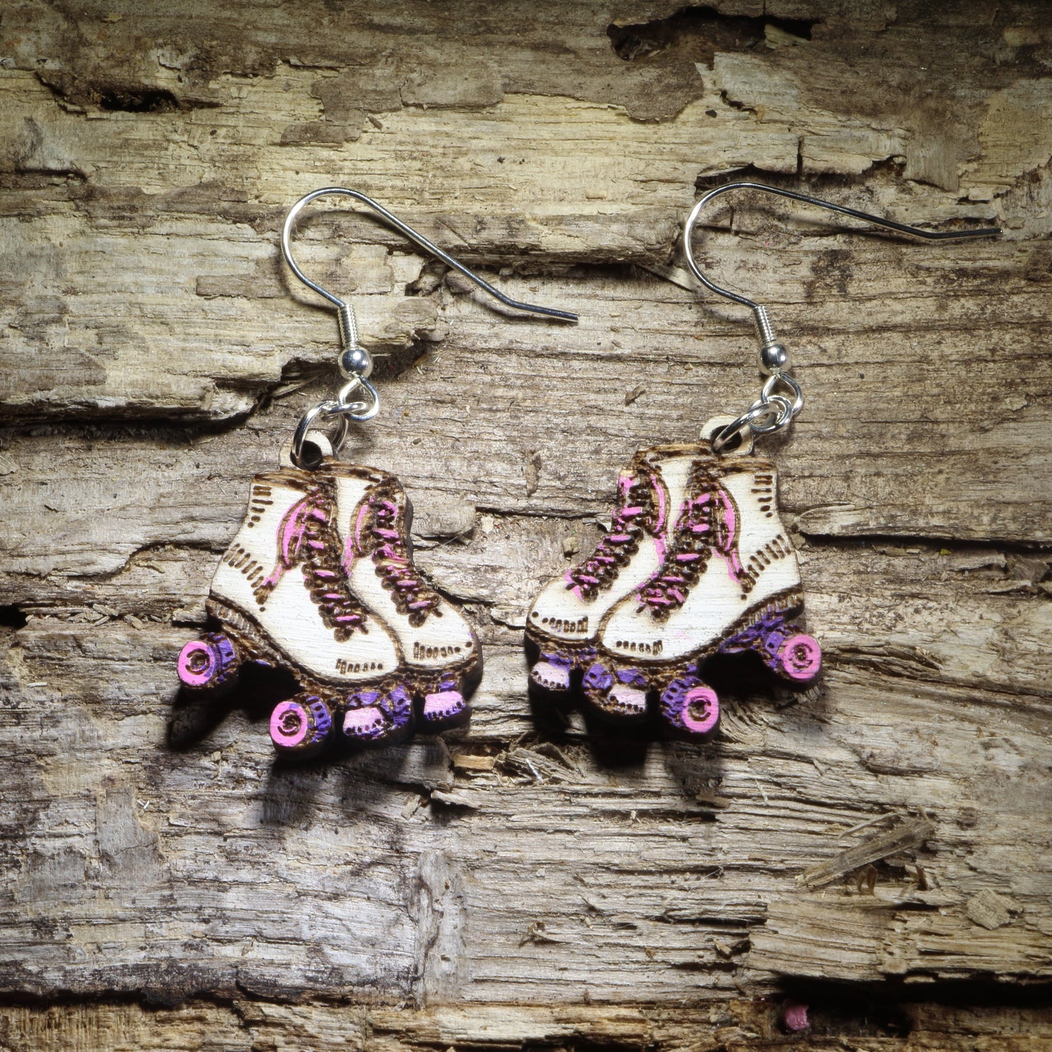 Roller Derby Skate Wooden Dangle Earrings | Skating Jewelry