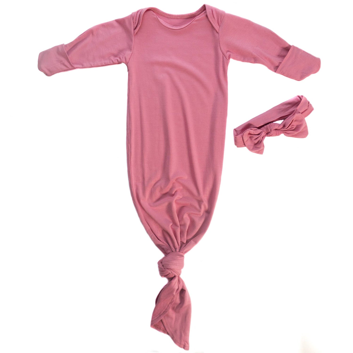 Knotted Newborn Gown - Rose
