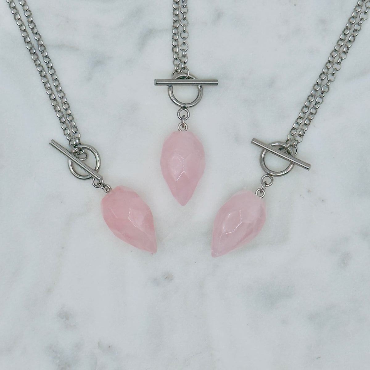 Silver Crystal Pendulum Necklace