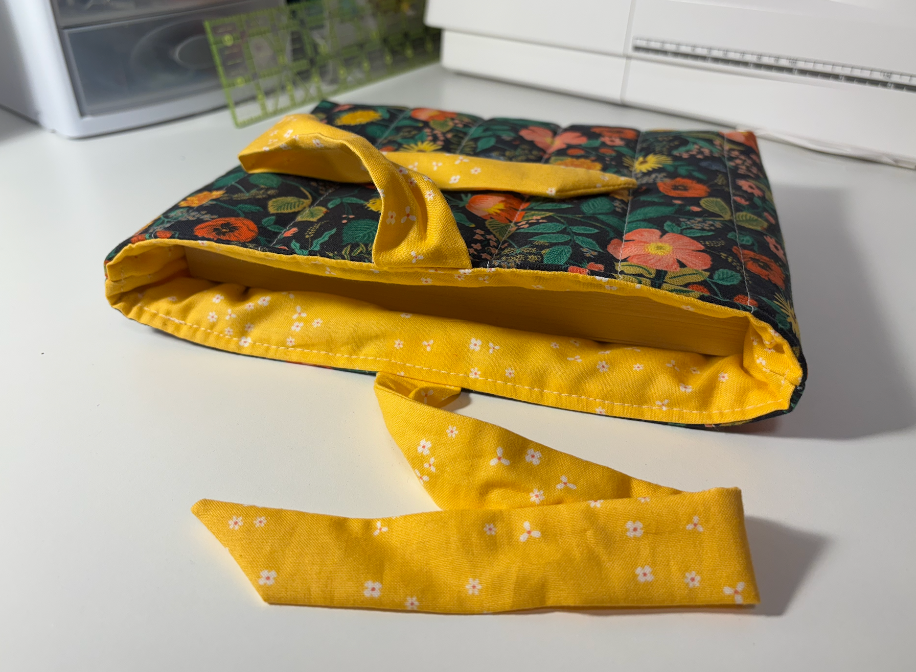 Soft Quilted Book Sleeve with Tie Close