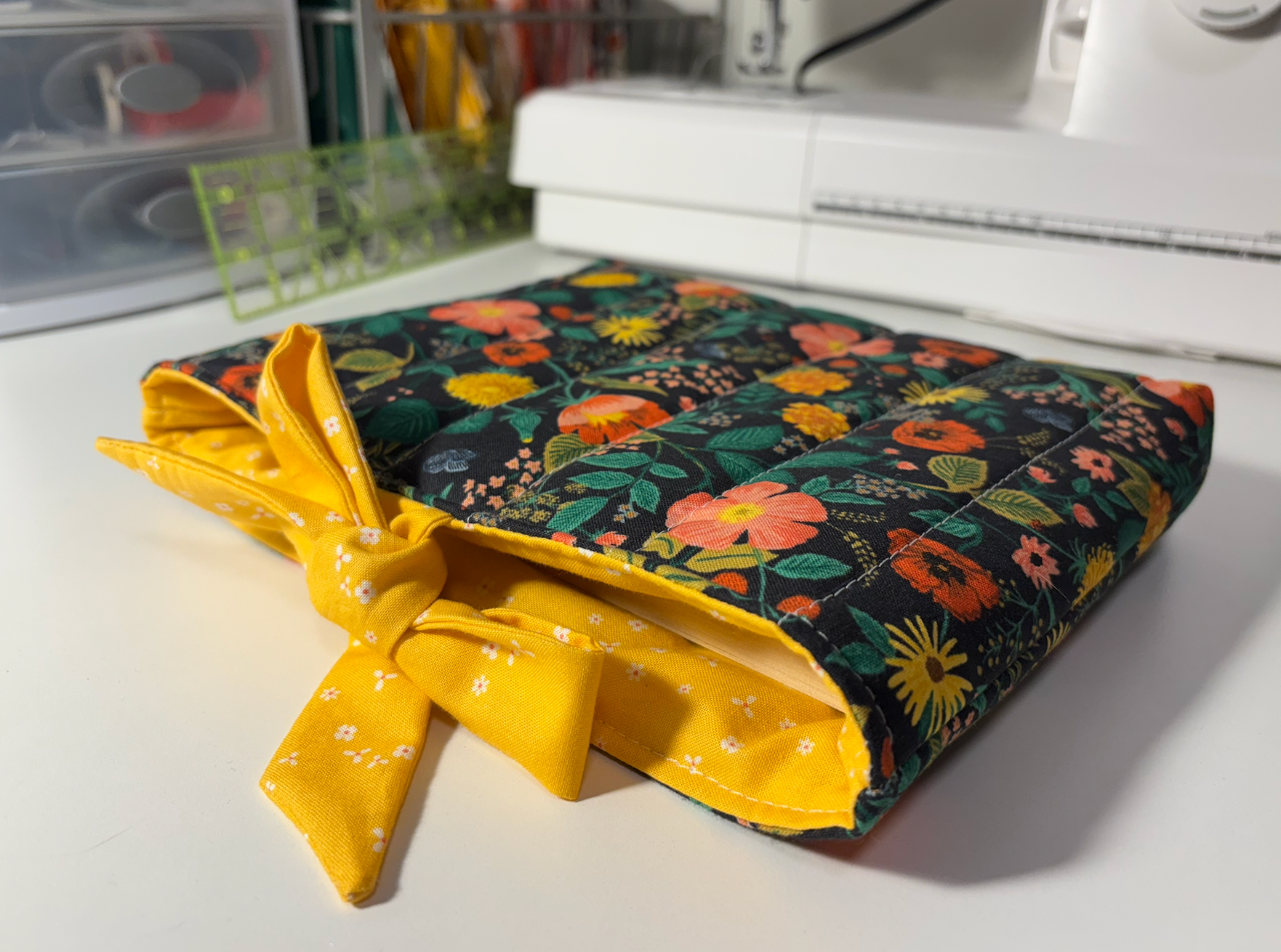 Soft Quilted Book Sleeve with Tie Close