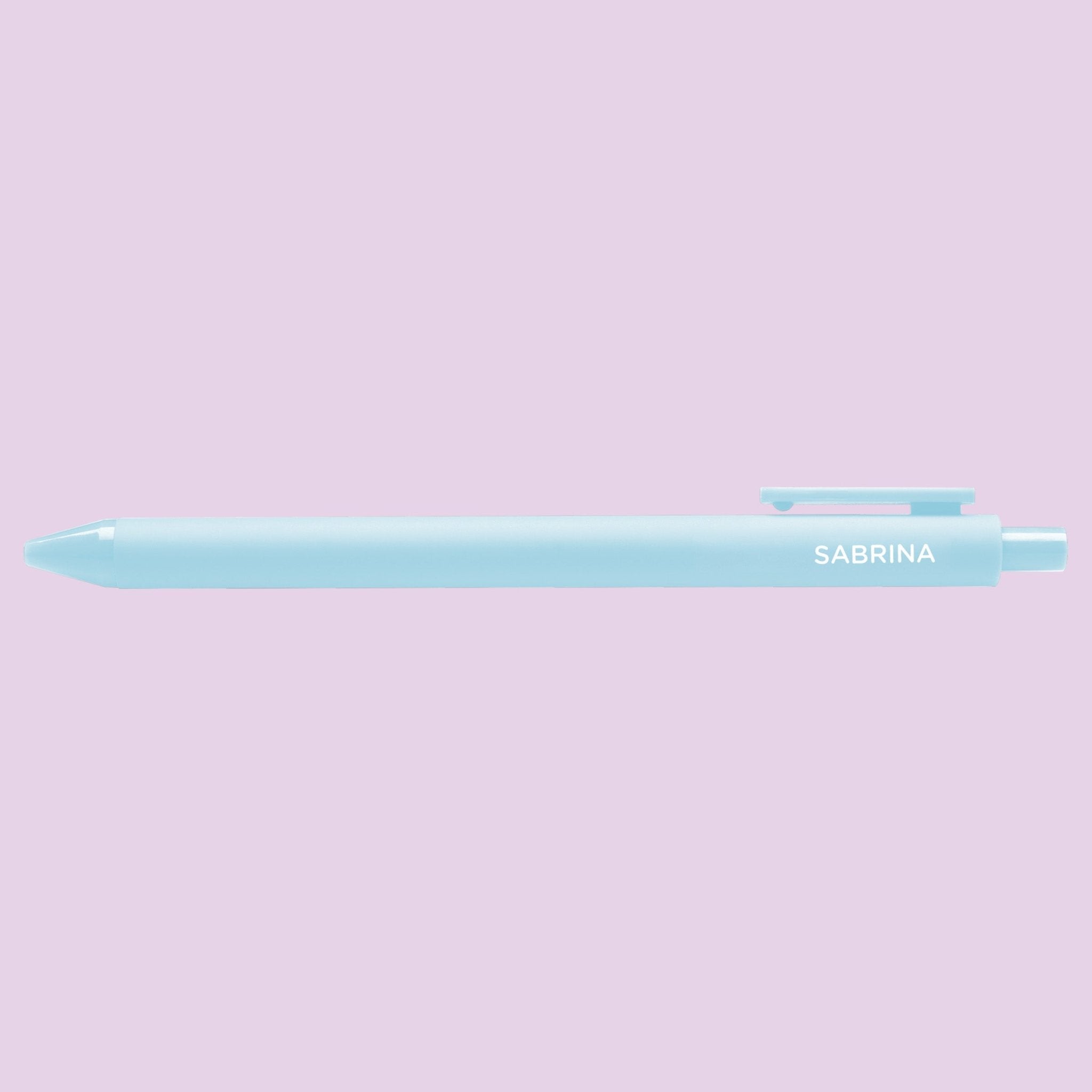 Light blue pen with &