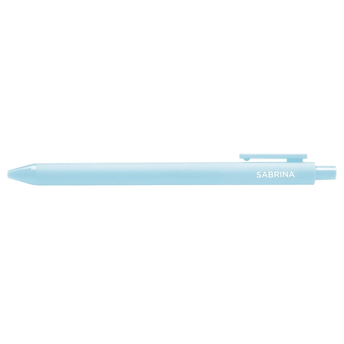 Sabrina pen — powder blue barrel with printed lettering, 0.5mm fine point, by MangoIllustrated