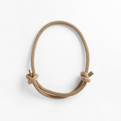 Sacred Knot handmade rope choker necklace in beige by Pichulik, sustainable artisan jewelry brand, fair trade Cape Town South Africa