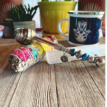 Astro Bowl Spoon with zodiac charm, a unique tea accessory for astrology enthusiasts.