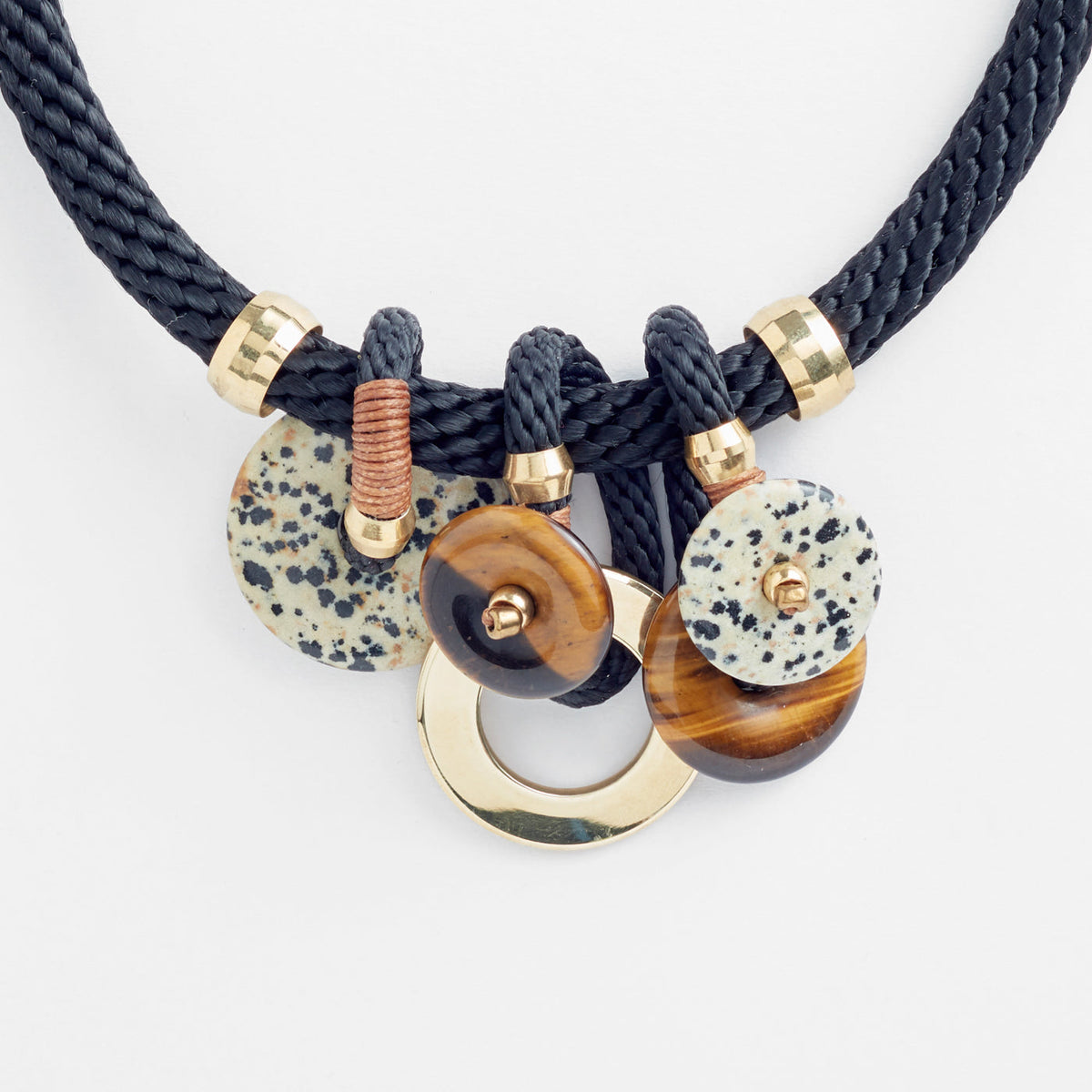 Satya Black Rope &amp; Stacked Pendant Necklace