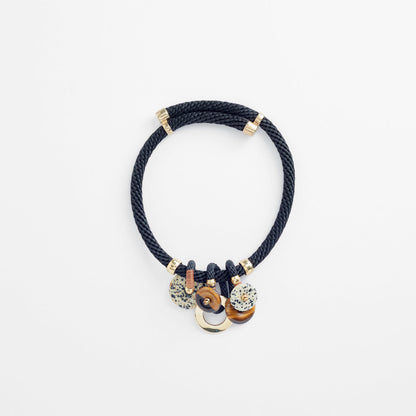 Satya handmade black rope stacked pendant necklace by Pichulik, sustainable ethical artisan jewelry brand, fair trade Cape Town South Africa