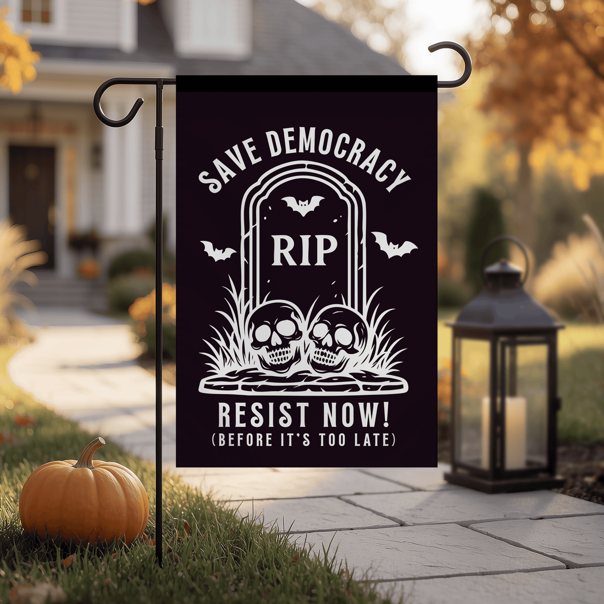 Halloween Democracy Flag, Save Democracy Resist Now Garden Flag