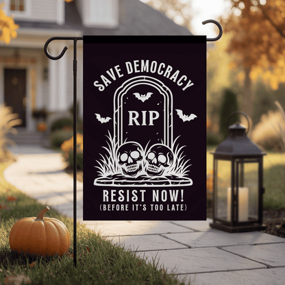 Halloween Democracy Flag, Save Democracy Resist Now Garden Flag