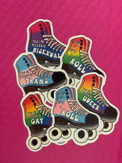 LGBTQ+ Pride Roller Skate Handmade Stickers