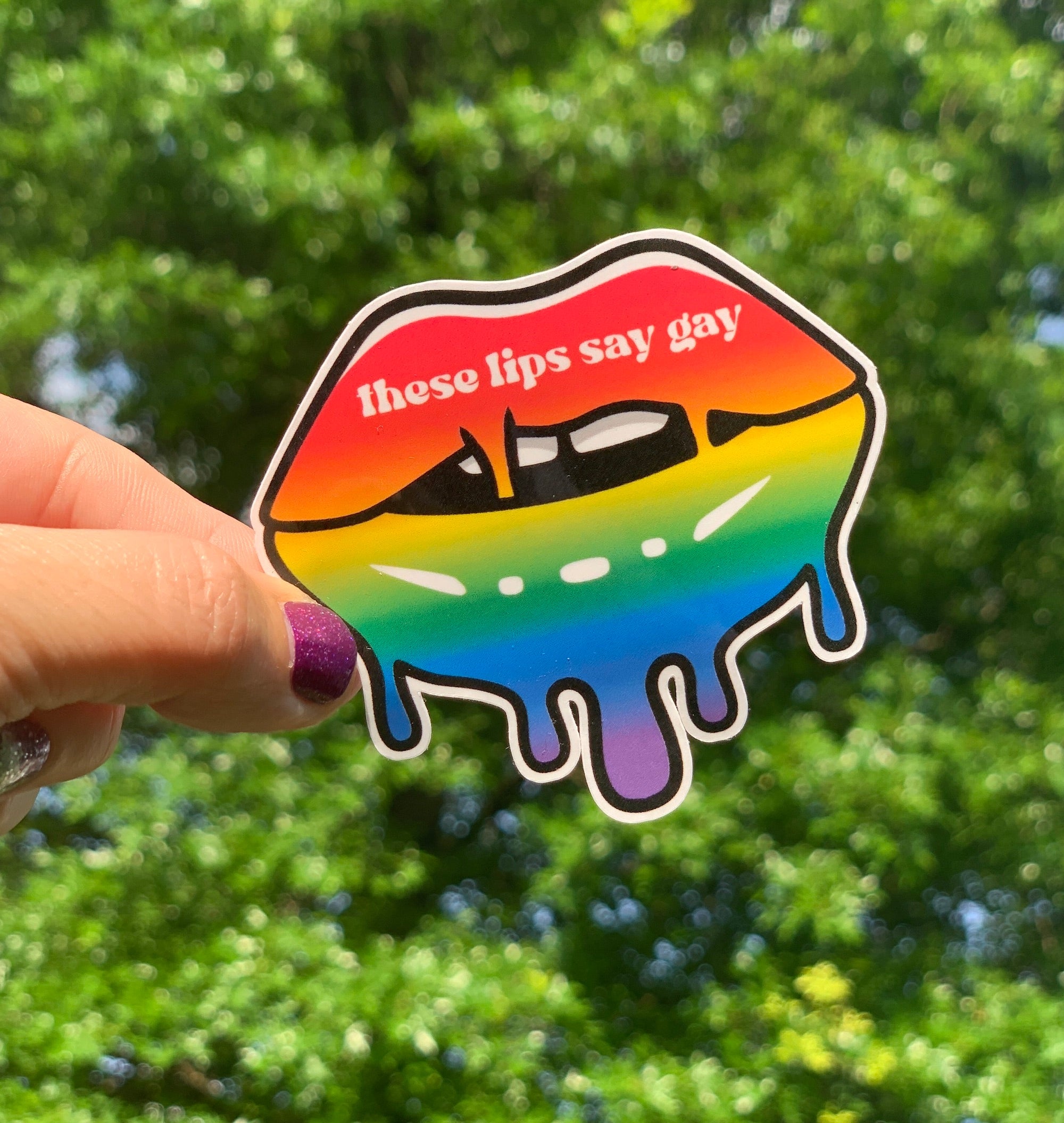 Say Gay Pride Lips Handmade Stickers