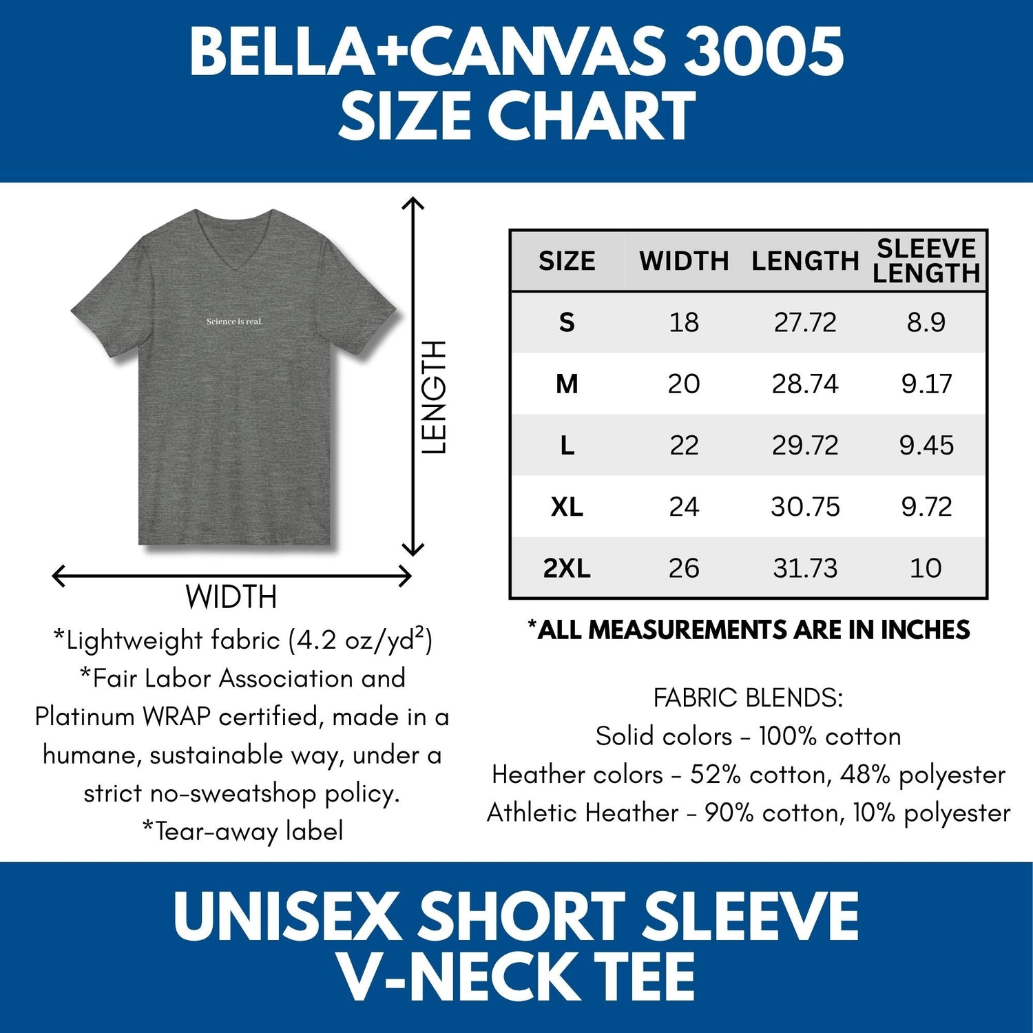 science-is-real-unisex-v-neck-tee-short-sleeve-activism-tshirt-size-chart
