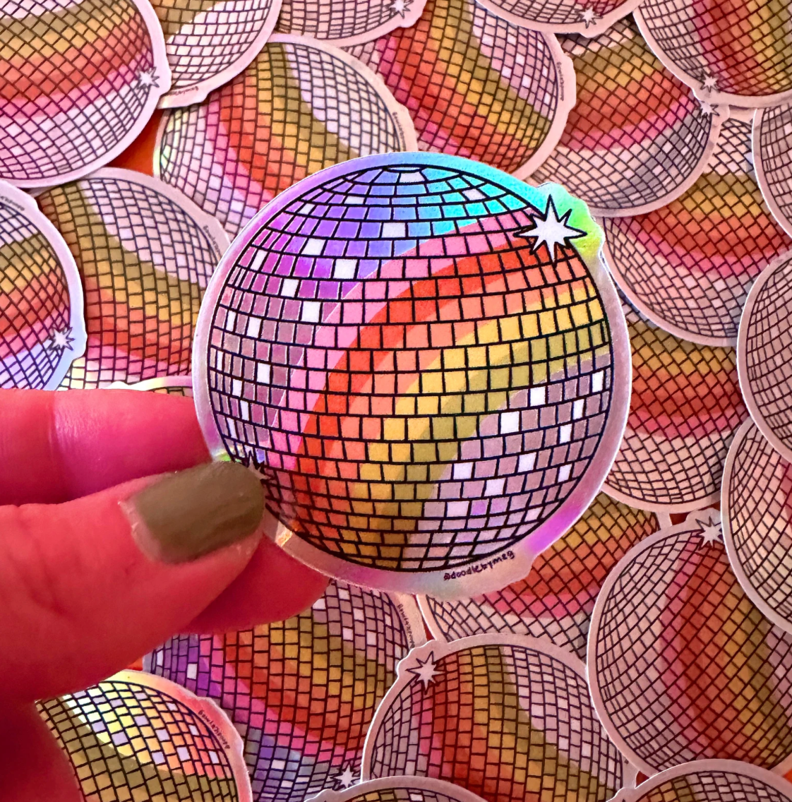 Rainbow Disco Ball Holographic Sticker