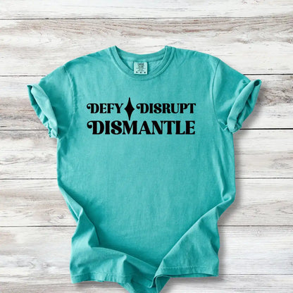 Defy Disrupt Dismantle Shirt, Minimalist Activist Tee