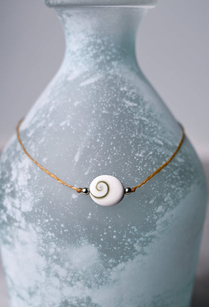 Rare Shiva Eye Shell and Gold Choker Necklace for Women, Handmade Jewelry, Boho Choker, Summer Jewelry, Beach Choker