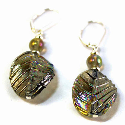 Silver Leaf Earrings in AB glass - Gift for the nature lover who is also elegant!