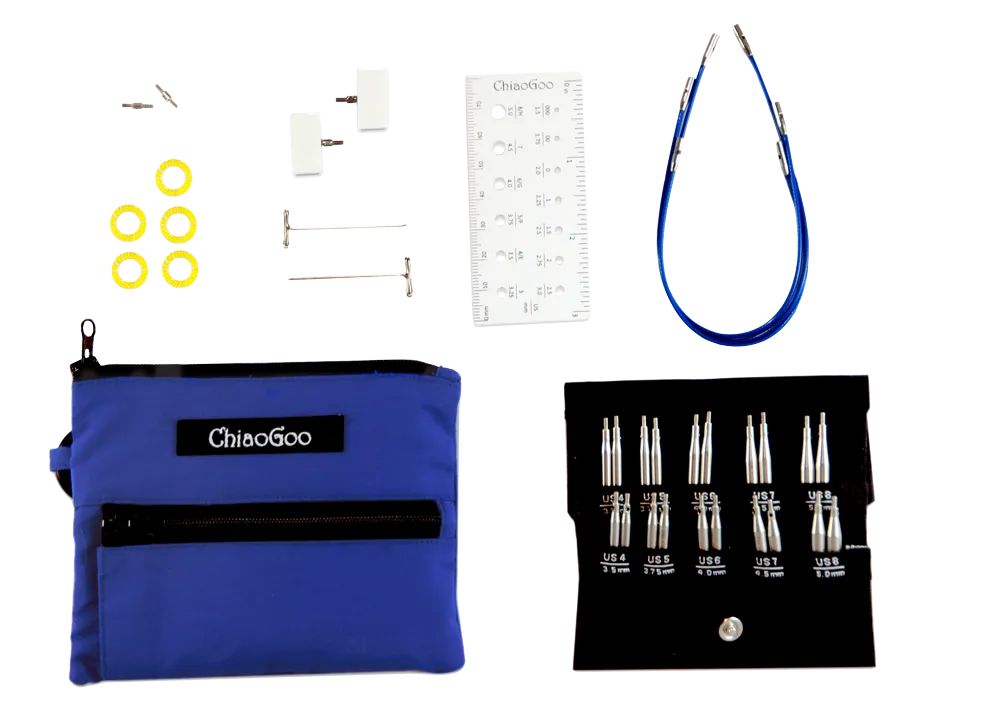 ChiaoGoo TWIST Blue Shorties Set - 2" and 3" (5cm &amp; 8cm) Tips [S] (Sizes US 4-8)