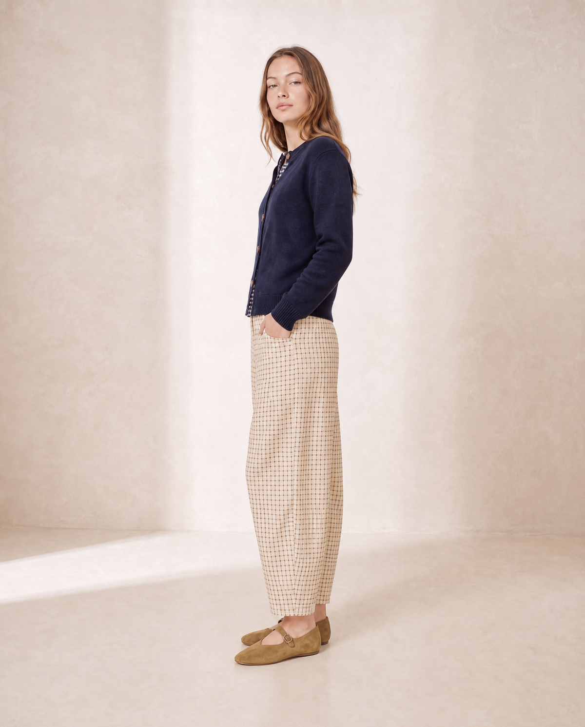 Oxford Plaid Barrel Pants