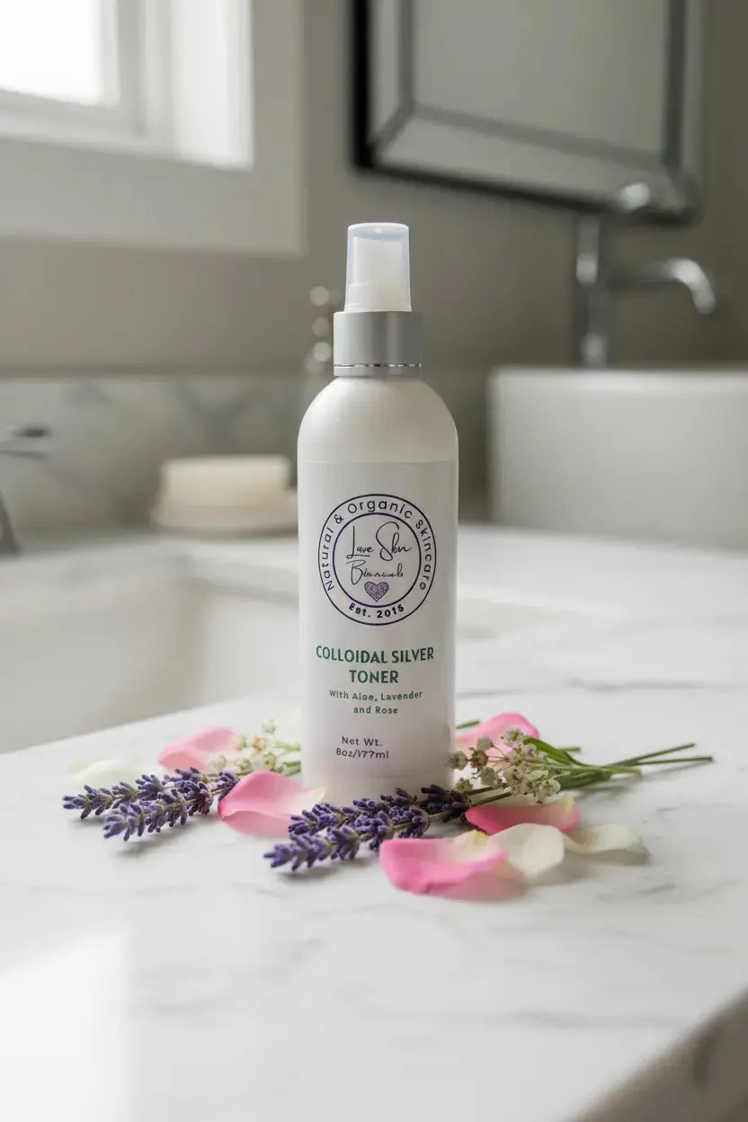 Silver Botanical Toner – Lavender &amp; Rose Hydrating Facial Mist - Love Skin Botanicals - Silver Botanical Toner – Lavender &amp; Rose Hydrating Facial Mist - 634855096484