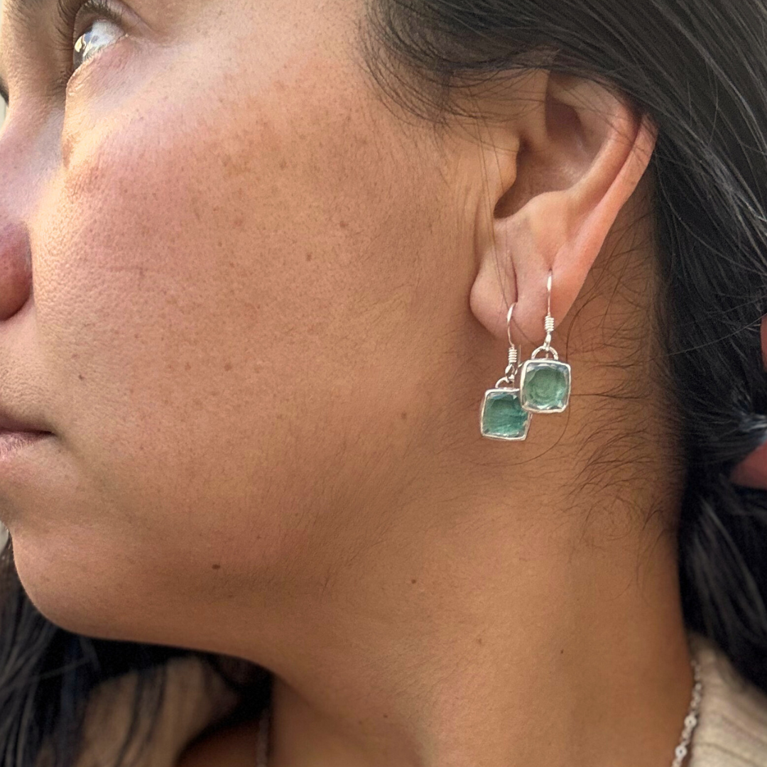 Turquoise Kapa Cloth Earrings