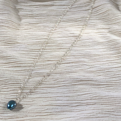 Blue Pearl Dainty Necklace