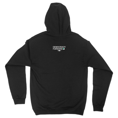 Democracy Forward "Exhausted But Not Giving Up" Black Pullover Hoodie