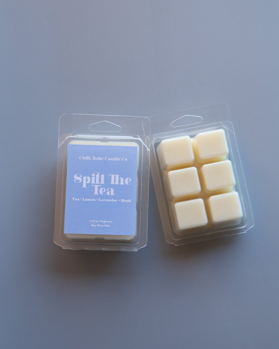 Spill The Tea Wax Melt front &amp; back