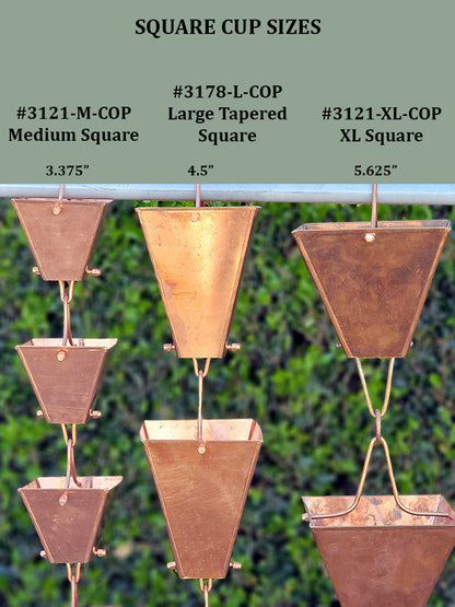 Medium Square Cups Unfinished Pure Copper 