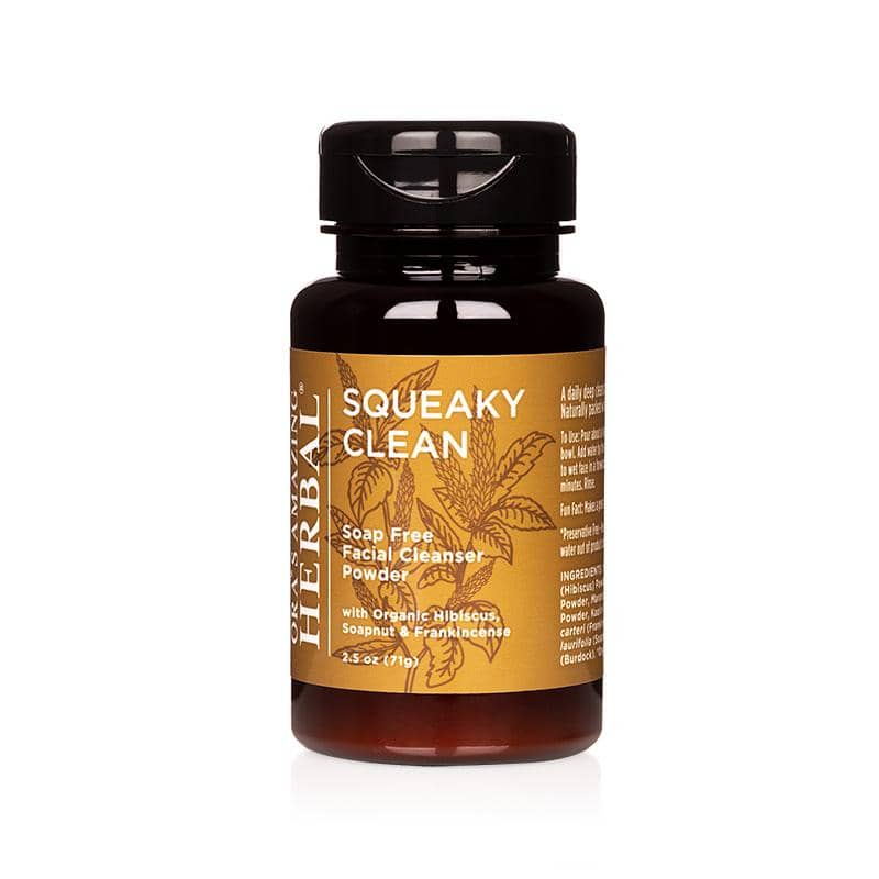 Squeaky Clean Soap Free facial Cleansing Powder White Background 2.5oz Bottle