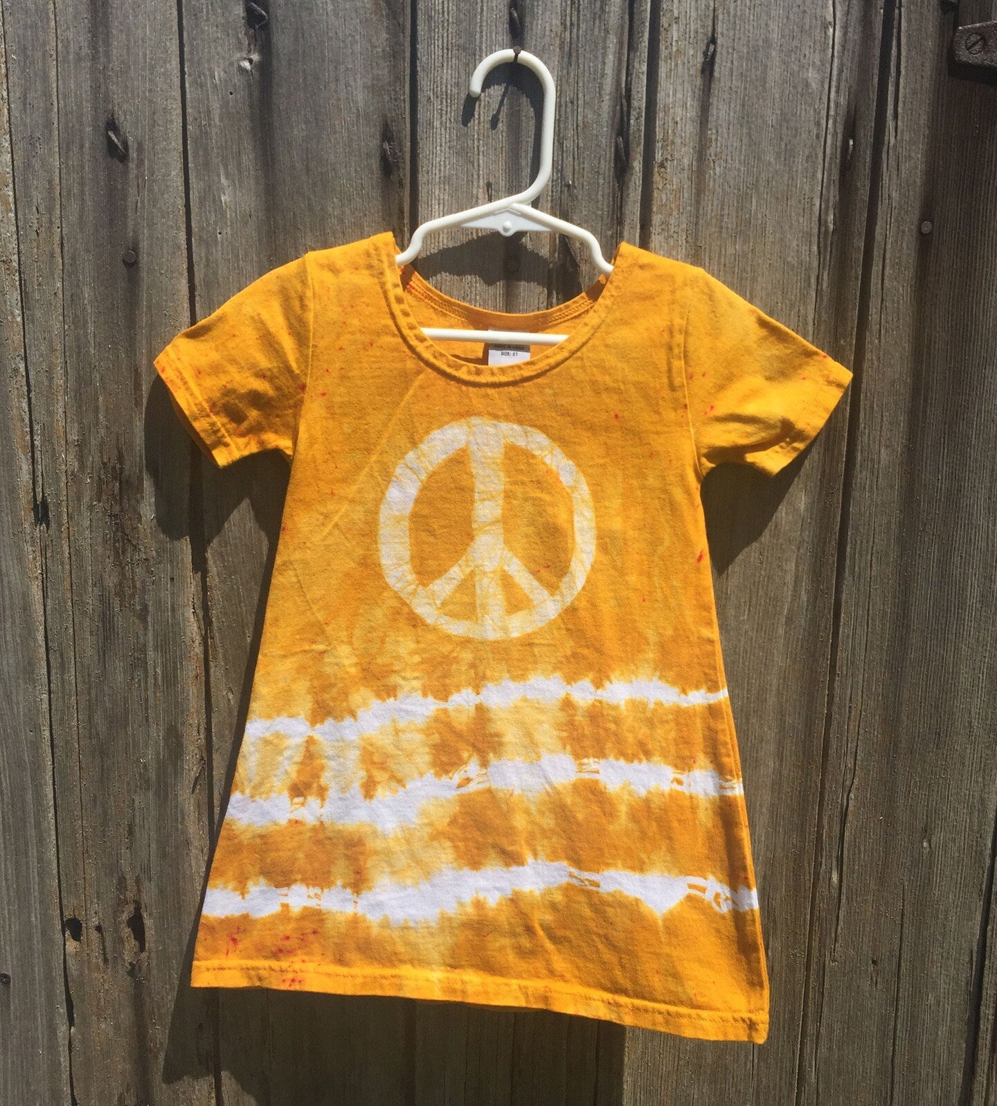 Girls Peace Sign Dress with Tie Dye, Short Sleeves