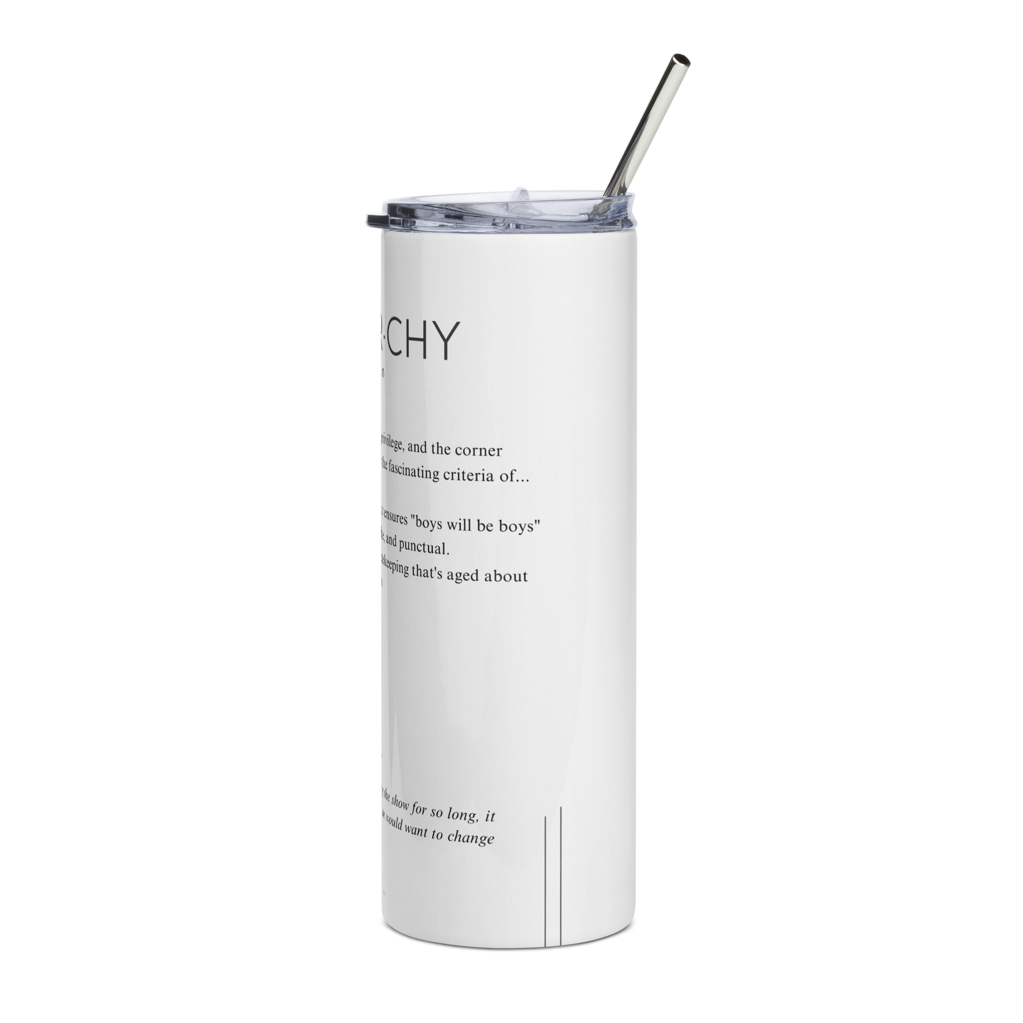 Stainless Steel Tumbler - PATRIARCHY — Defined: Terms for Our Time