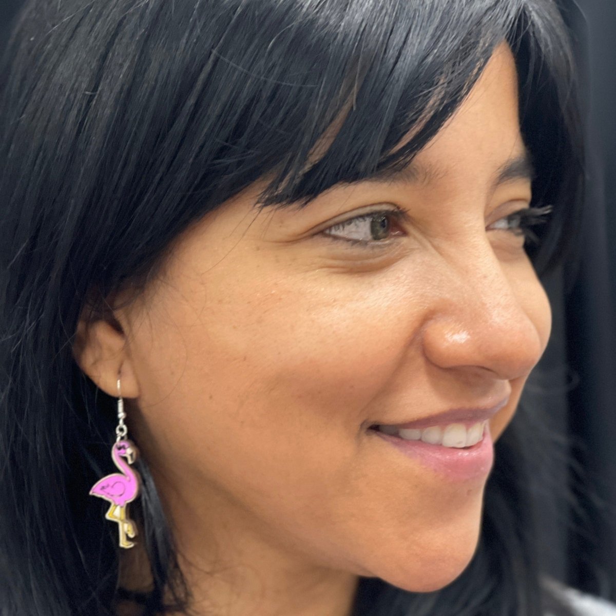 Standing Pink Flamingos Wooden Dangle Earrings - - Cate&