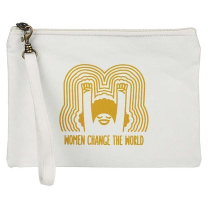 cotton canvas pouch with cute women change theworld
